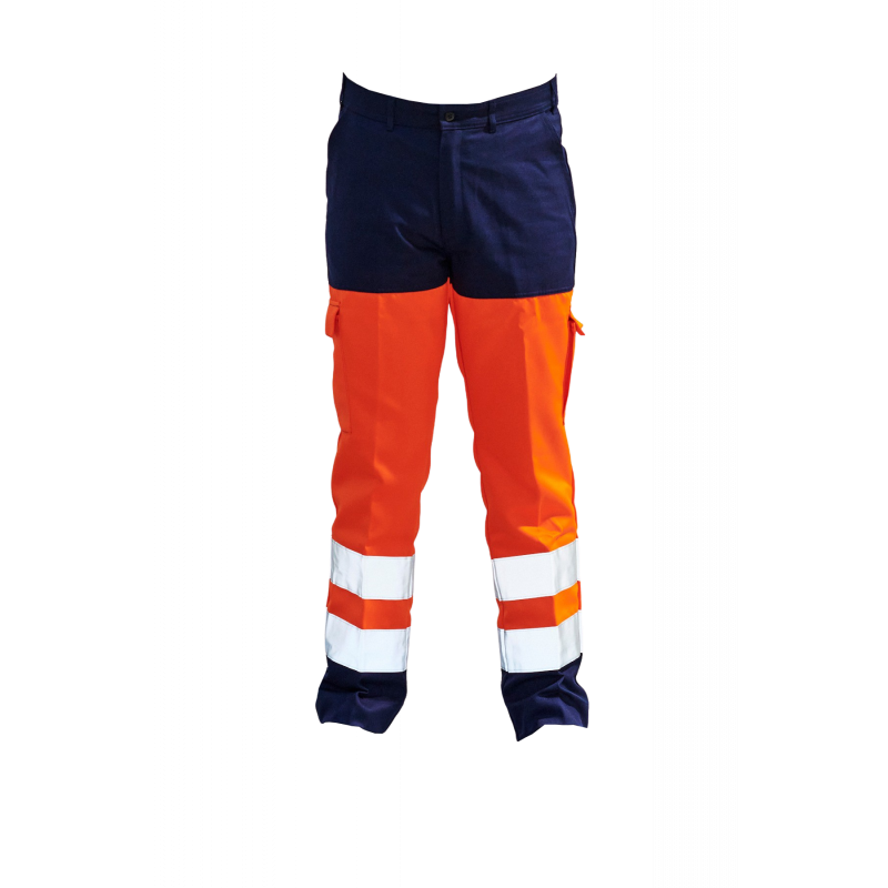 PANTALON HV MARINE/ORANGE